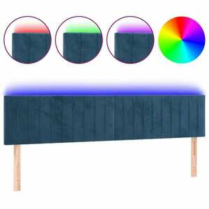 Sötétkék bársony led-es fejtámla 180x5x78/88 cm kép