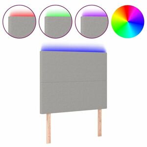 Világosszürke szövet led-es fejtámla 100x5x118/128 cm kép