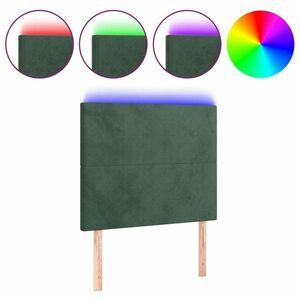 Sötétzöld bársony led-es fejtámla 90x5x118/128 cm kép