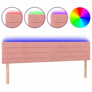 Rózsaszín bársony led-es fejtámla 160x5x78/88 cm kép