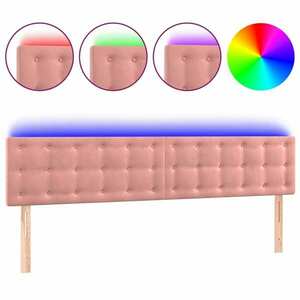 Rózsaszín bársony led-es fejtámla 200x5x78/88 cm kép