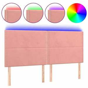 Rózsaszín bársony LED-es fejtámla 180x5x118/128 cm kép