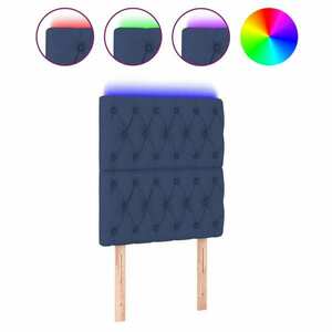 vidaXL kék szövet LED-es fejtámla 80x7x118/128 cm kép