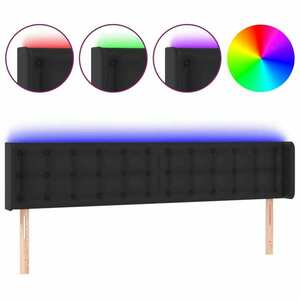 vidaXL fekete műbőr LED-es fejtámla 183 x 16 x 78/88 cm kép