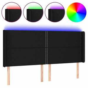 vidaXL fekete szövet LED-es fejtámla 203x16x118/128 cm kép