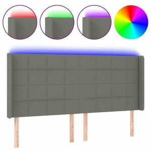Sötétszürke szövet led-es fejtámla 203x16x118/128 cm kép