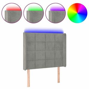 vidaXL világosszürke bársony LED-es fejtámla 93x16x118/128 cm kép