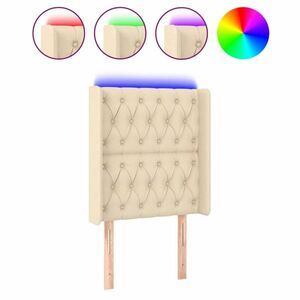 Krémszínű szövet led-es fejtámla 83x16x118/128 cm kép