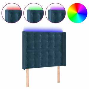 Sötétkék bársony led-es fejtámla 93x16x118/128 cm kép