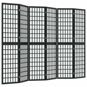 vidaXL 6 paneles fekete japán stílusú összecsukható paraván 240x170 cm kép