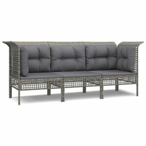 vidaXL 3 részes szürke polyrattan kerti ülőgarnitúra párnákkal kép
