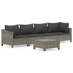 vidaXL 5 részes szürke polyrattan kerti ülőgarnitúra párnákkal kép