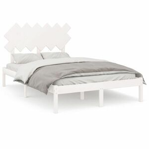 vidaXL fehér tömör fa ágykeret 135 x 190 cm (Double) kép