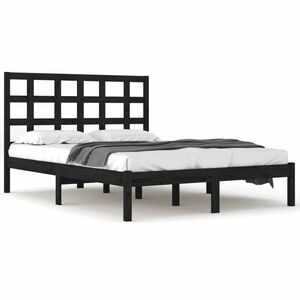 vidaXL fekete tömör fa ágykeret 200 x 200 cm kép
