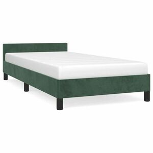 vidaXL sötétzöld bársony ágykeret fejtámlával 90x190 cm kép