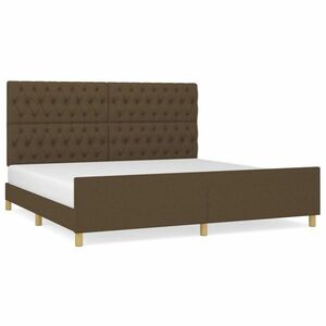 vidaXL sötétbarna szövet ágykeret fejtámlával 200 x 200 cm kép