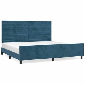Sötétkék bársony ágykeret 200x200 cm kép
