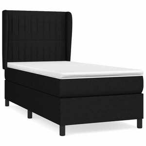 vidaXL fekete szövet rugós ágy matraccal 100 x 200 cm kép