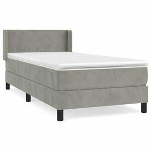 vidaXL világosszürke bársony rugós ágy matraccal 90 x 200 cm kép