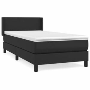 vidaXL fekete műbőr rugós ágy matraccal 90 x 200 cm kép