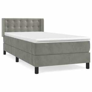 vidaXL világosszürke bársony rugós ágy matraccal 90 x 200 cm kép
