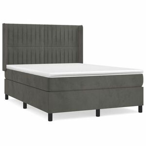 vidaXL sötétszürke bársony rugós ágy matraccal 140x190 cm kép