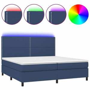 vidaXL kék szövet rugós és LED-es ágy matraccal 200 x 200 cm kép
