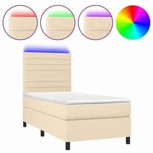 vidaXL krémszínű szövet rugós és LED-es ágy matraccal 90x190 cm kép