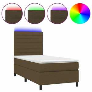 vidaXL barna szövet rugós és LED-es ágy matraccal 90x190 cm kép