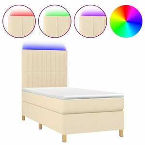 Krémszínű szövet rugós és led-es ágy matraccal 90x200 cm kép