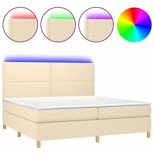 vidaXL krémszínű szövet rugós és LED-es ágy matraccal 200 x 200 cm kép