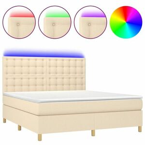 vidaXL krémszínű szövet rugós és LED-es ágy matraccal 180 x 200 cm kép