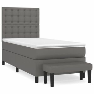 vidaXL szürke műbőr rugós ágy matraccal 80 x 200 cm kép