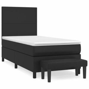 vidaXL fekete műbőr rugós ágy matraccal 90 x 200 cm kép