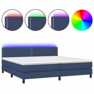 vidaXL kék szövet rugós és LED-es ágy matraccal 200 x 200 cm kép