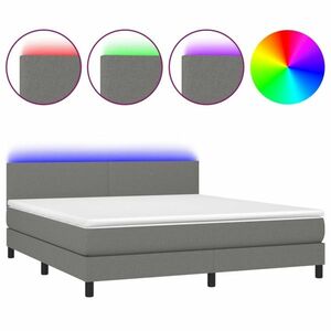 Sötétszürke szövet rugós és led-es ágy matraccal 180 x 200 cm kép