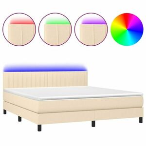 vidaXL krémszínű szövet rugós és LED-es ágy matraccal 180 x 200 cm kép