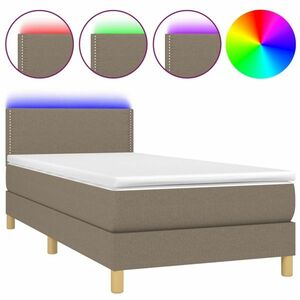 vidaXL tópszínű szövet rugós és LED-es ágy matraccal 80 x 200 cm kép
