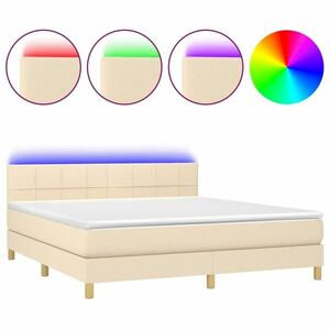 vidaXL krémszínű szövet rugós és LED-es ágy matraccal 180 x 200 cm kép