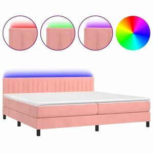 vidaXL rózsaszín bársony rugós és LED-es ágy matraccal 200x200 cm kép