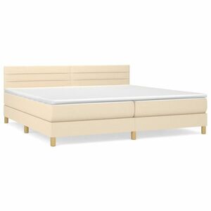 vidaXL krémszínű szövet rugós ágy matraccal 200 x 200 cm kép