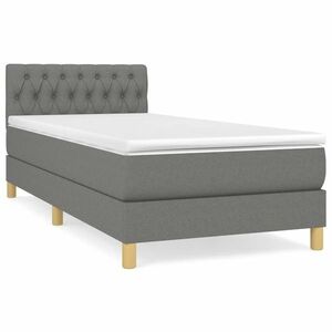 vidaXL sötétszürke szövet rugós ágy matraccal 100 x 200 cm kép