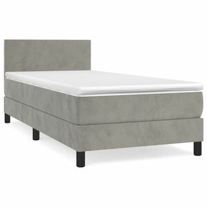 vidaXL világosszürke bársony rugós ágy matraccal 90 x 200 cm kép