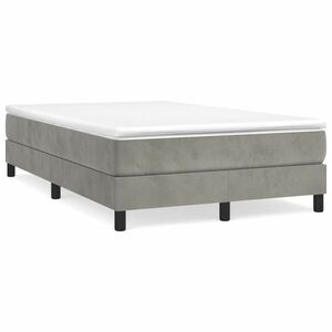 vidaXL világosszürke bársony rugós ágy matraccal 120 x 200 cm kép