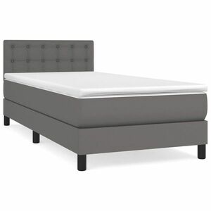 vidaXL szürke műbőr rugós ágy matraccal 80 x 200 cm kép