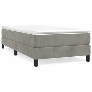 vidaXL világosszürke bársony rugós ágy matraccal 90 x 200 cm kép