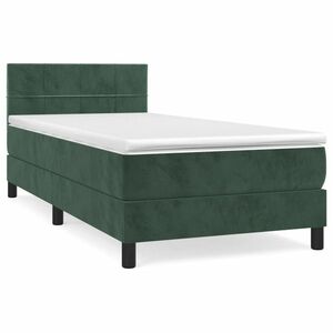 vidaXL sötétzöld bársony rugós ágy matraccal 90x190 cm kép