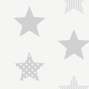 Noordwand 425342 Kids at Home Wallpaper "Superstar" Silver and White kép