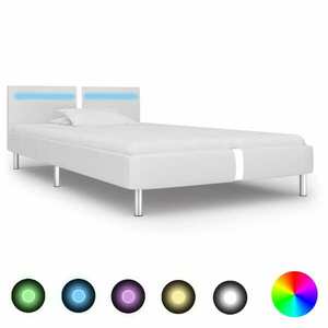 Fehér led-es műbőr ágykeret 90 x 200 cm kép
