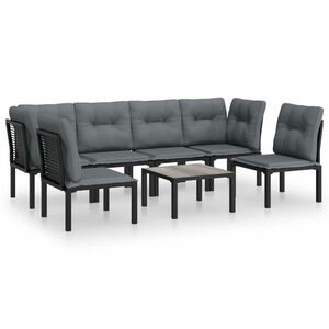 vidaXL 7-részes fekete-szürke polyrattan kerti ülőgarnitúra kép